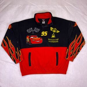 Disney Pixar Cars Lightning McQueen Piston Cup Champion 1/4 Snap Fleece Jacket M
